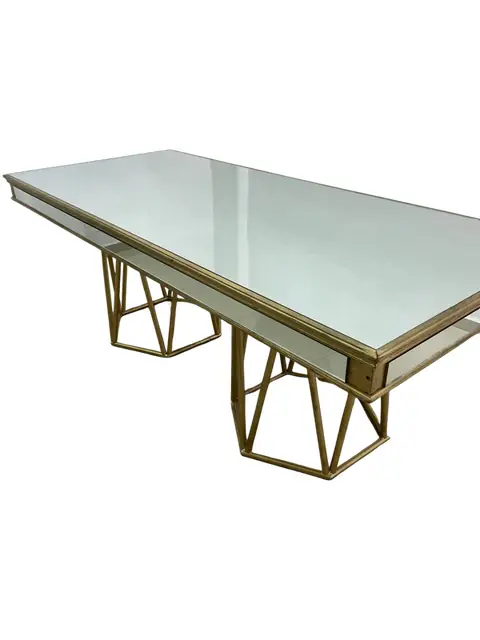 Mesa Tipo Espejo Rectangular Dorada