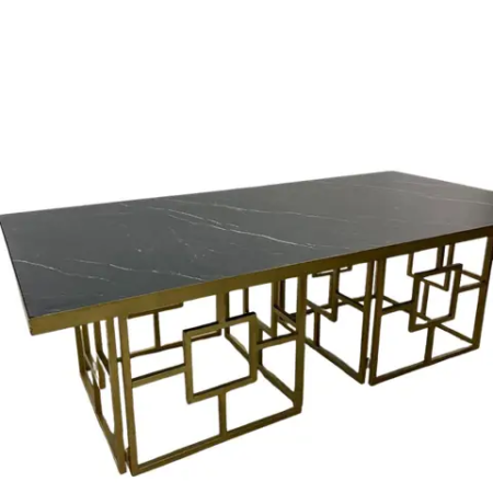 Mesa Tipo Mármol Rectangular Negra