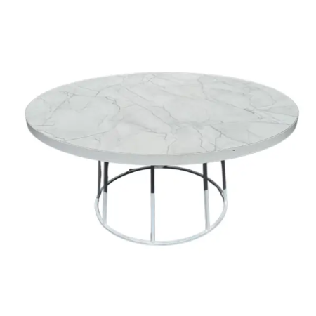 Mesa Tipo Mármol Redonda Blanca