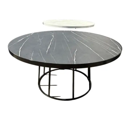 Mesa Tipo Mármol Redonda Negra