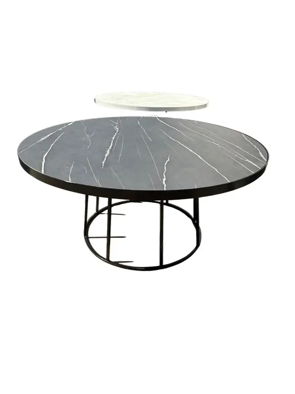 Mesa Tipo Mármol Redonda Negra