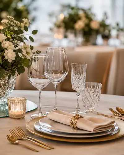 Mantelería y cristal para eventos